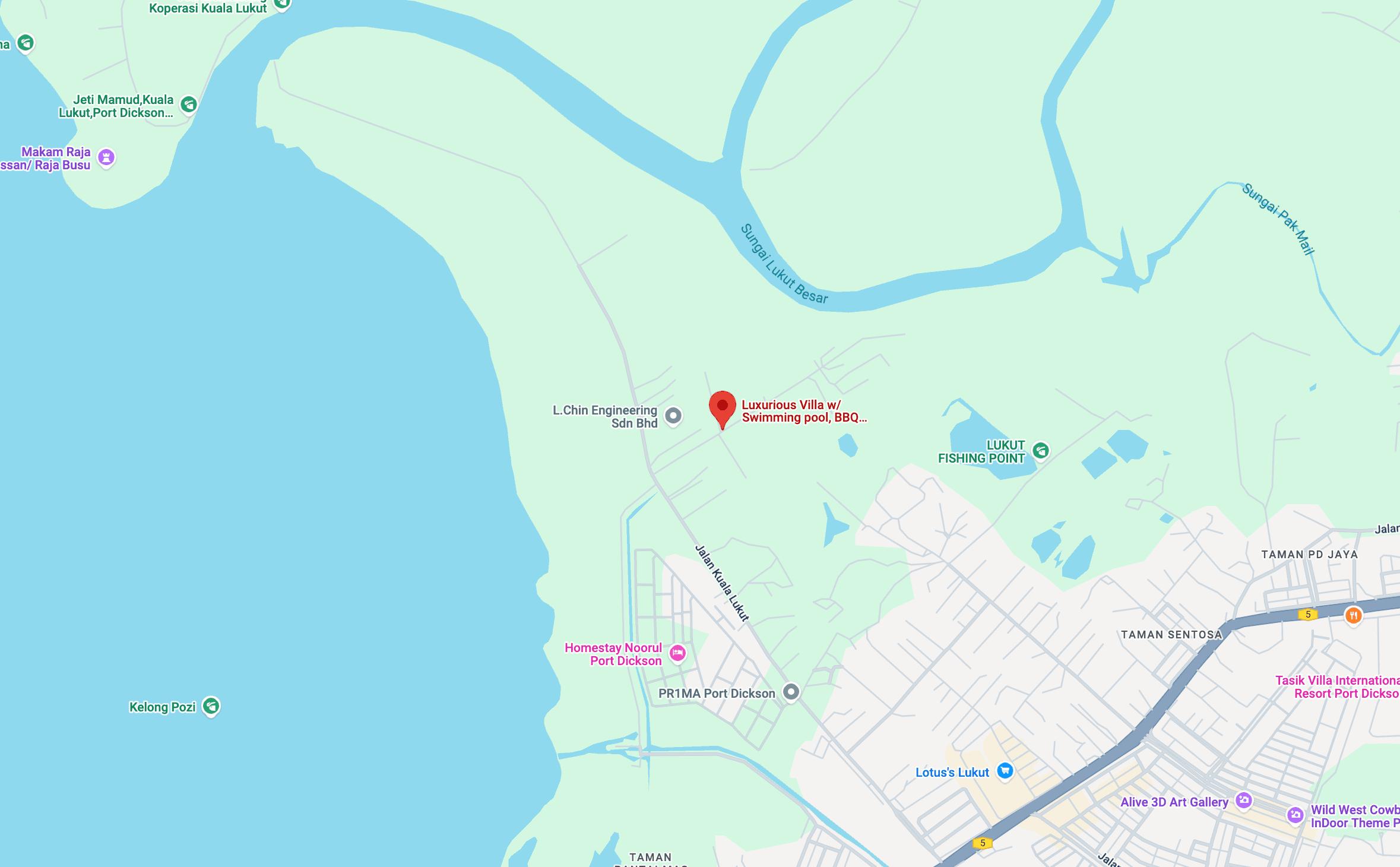 Static map showing Luxurious Villa Port Dickson location